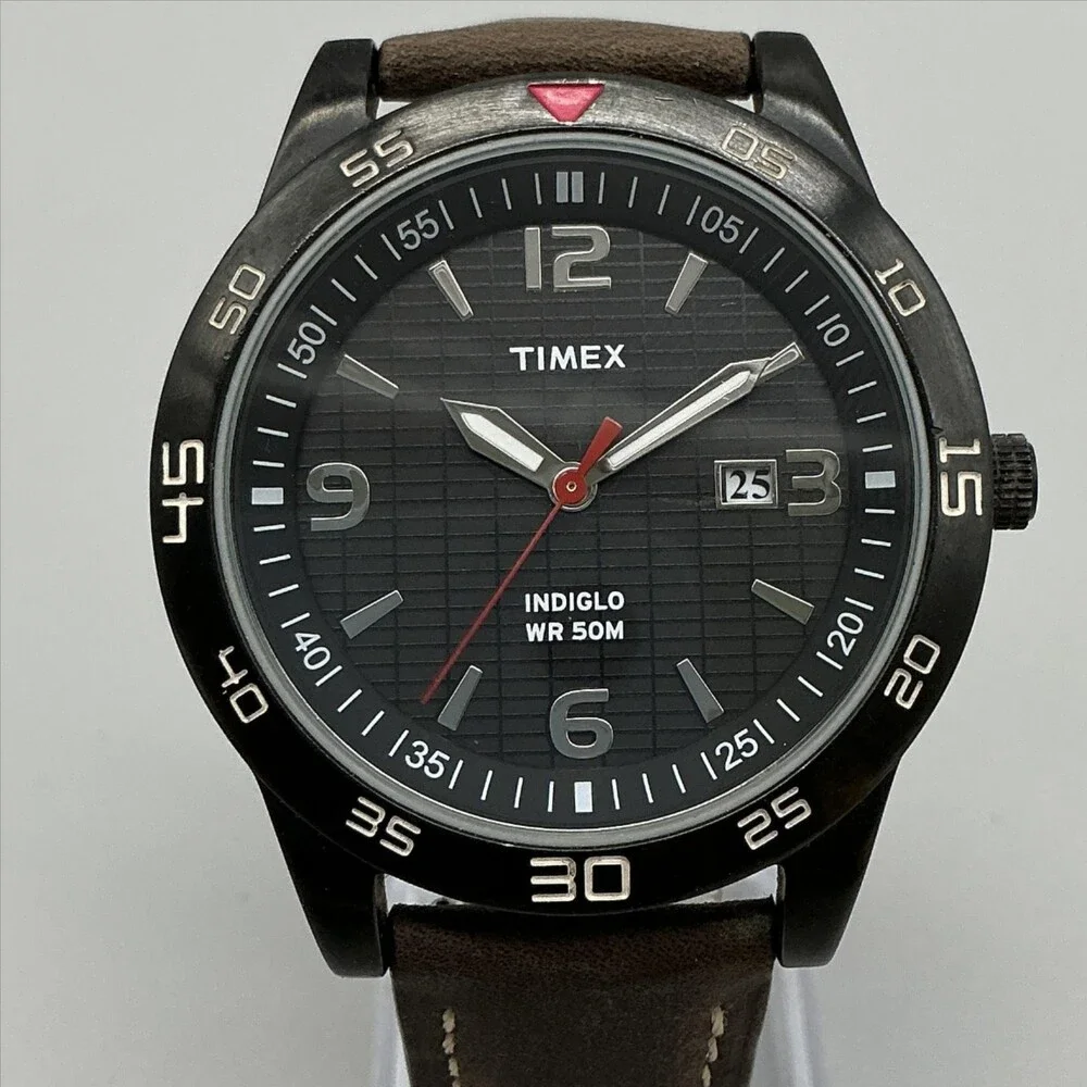Timex Fairlawn Avenue Indiglo Mens Watch 42mm Black Dial Date New Battery